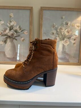 Altar'd State Brown Suede Lace-Up Ankle Boots